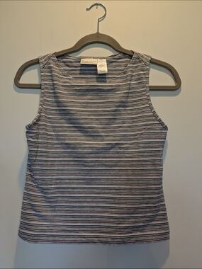 Danskin Women's Striped Tank Top in Gray, Pink and Blue Size Large